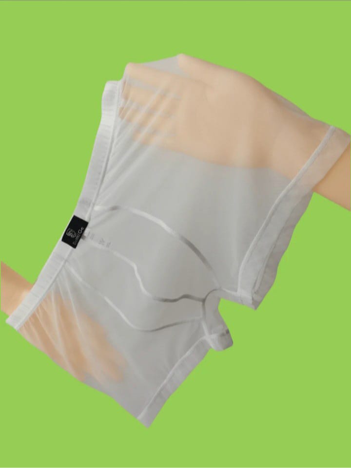 Domige White Sexy Lingerin Elastic Mesh See Through Loe Waist Mesh Briefs Underwear